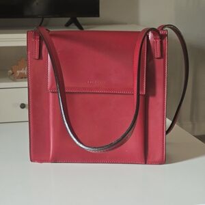 Vintage Frederic T Paris Red Leather  Shoulder Tote Bag